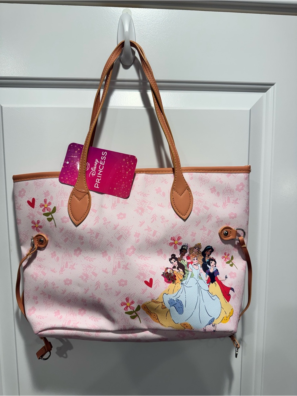 Disney Princess Pink Tote Bag with Tan Handles